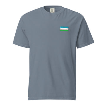 Uzbekistan Flag Tee | Front | Unisex | Heavyweight Cotton
