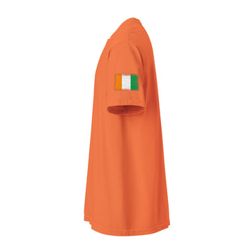 Côte d'Ivoire Flag Tee | Sleeve Badge | Unisex | Heavyweight Cotton