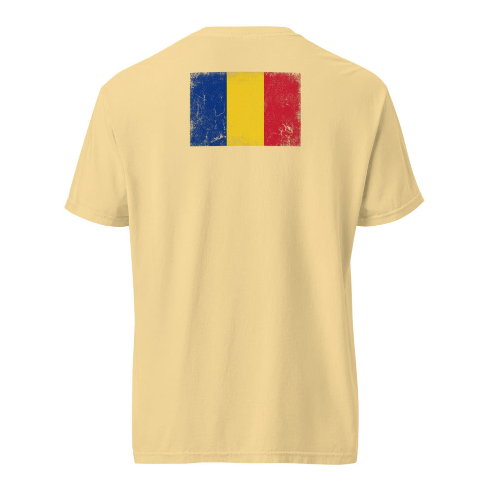 Romania Flag Tee — Back — Butter
