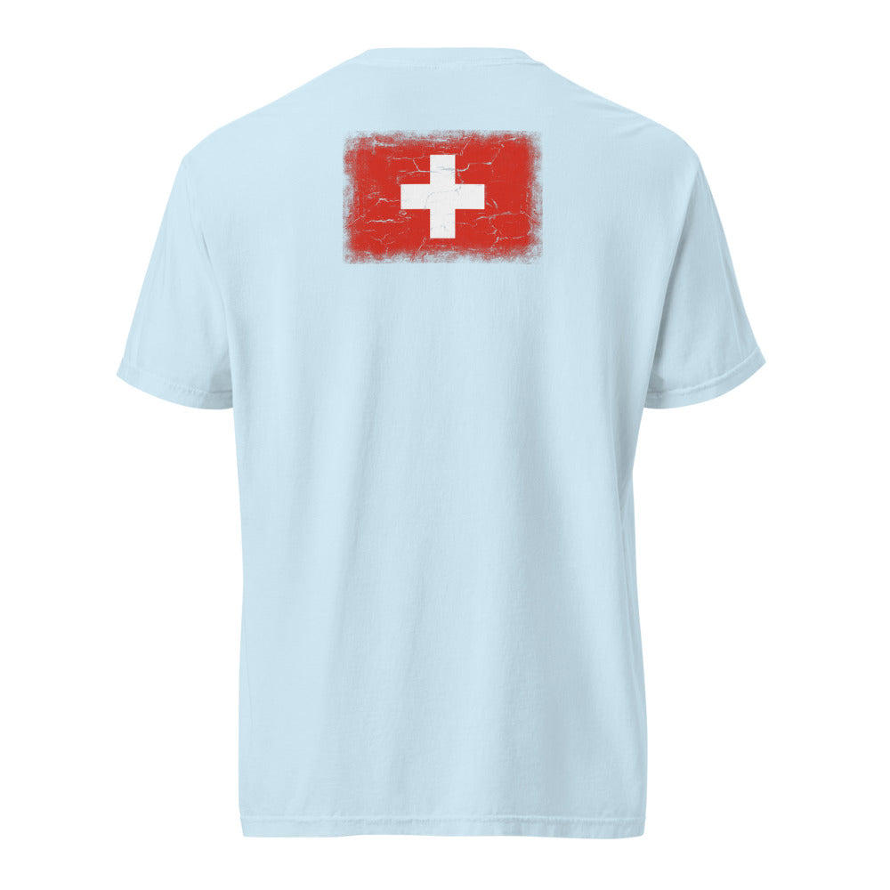 Switzerland Flag Tee — Back — Chambray