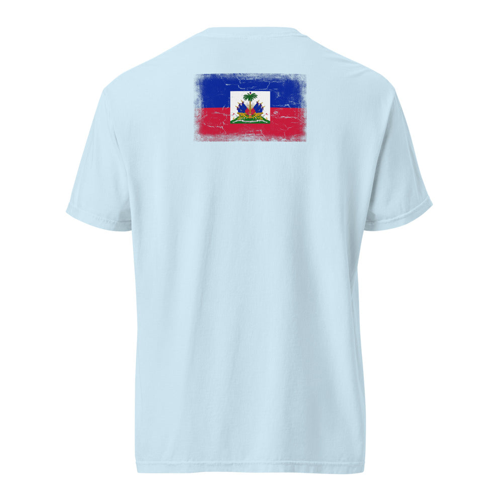 Haiti Flag Tee — Back — Chambray