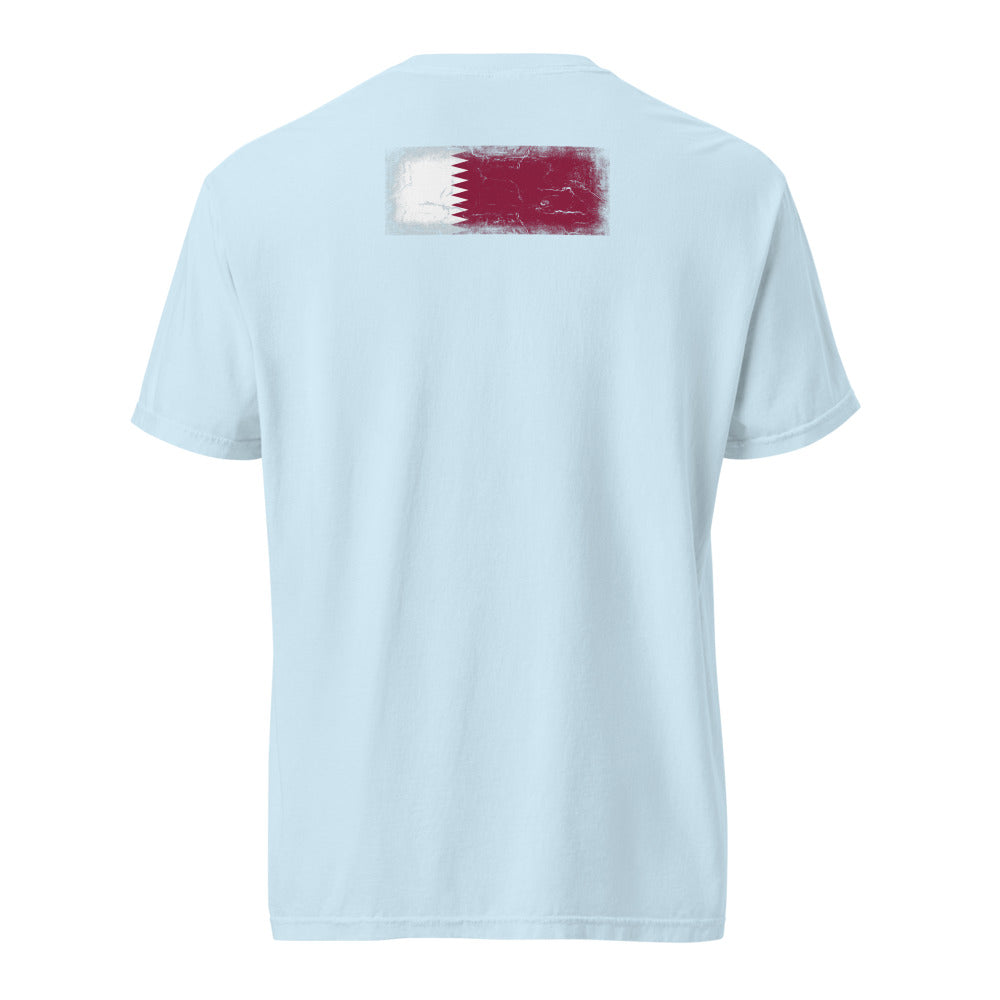 Qatar Flag Tee — Back — Chambray