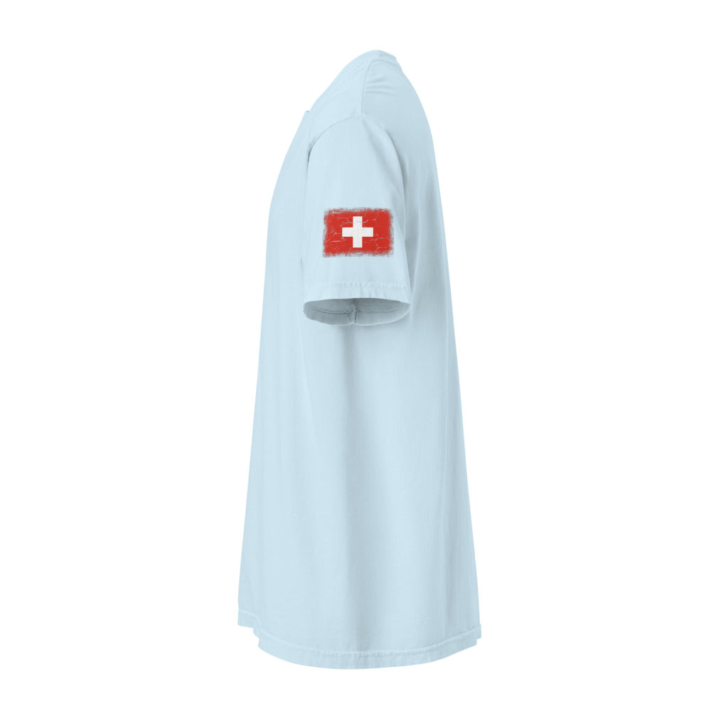Switzerland Flag Tee — Sleeve — Chambray