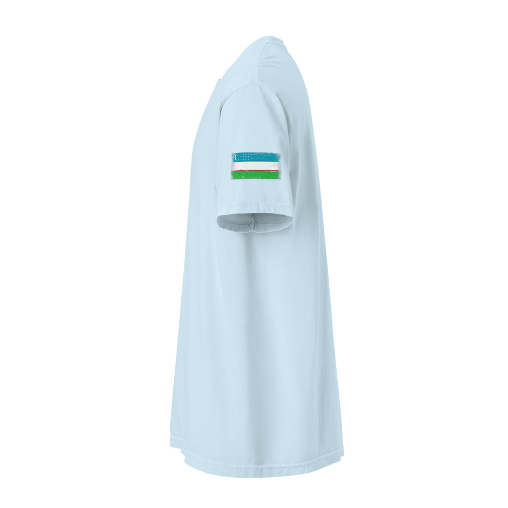 Uzbekistan Flag Tee — Sleeve — Chambray