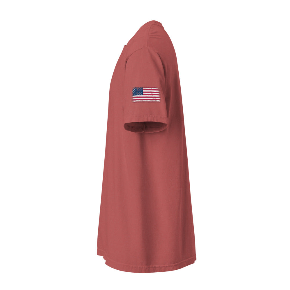 USA Flag Tee — Sleeve — Crimson