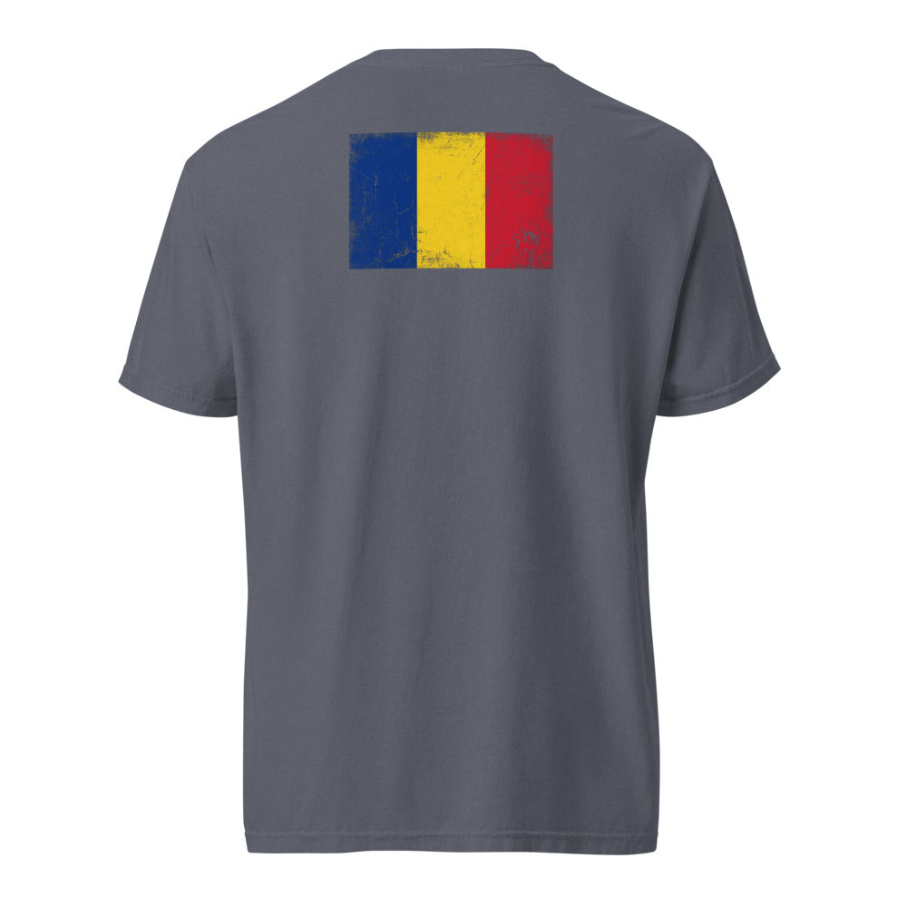 Romania Flag Tee — Back — Denim
