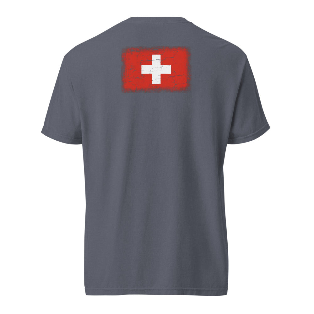 Switzerland Flag Tee — Back — Denim