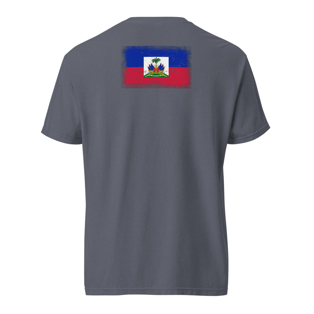 Haiti Flag Tee — Back — Denim