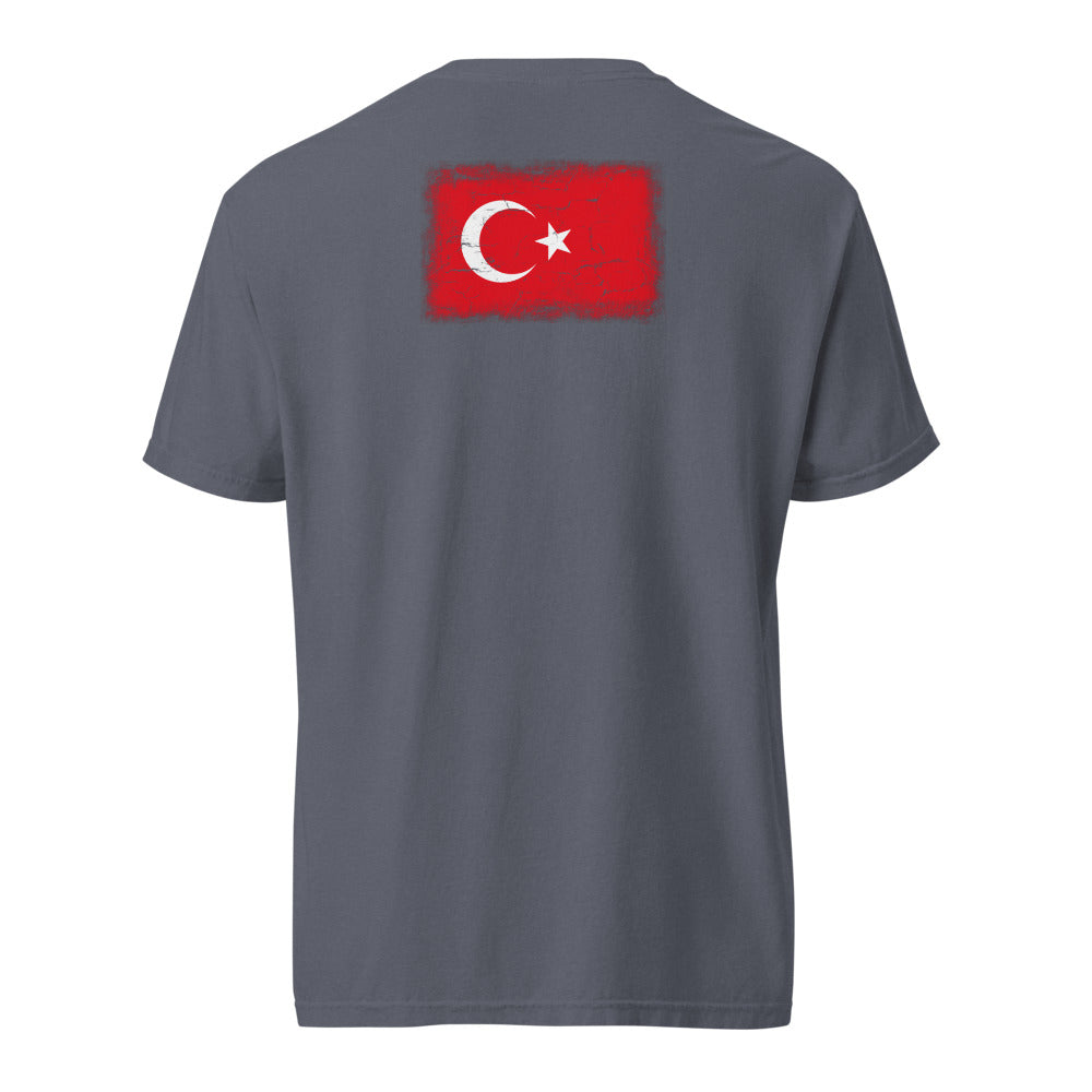 Türkiye Flag Tee — Back — Denim