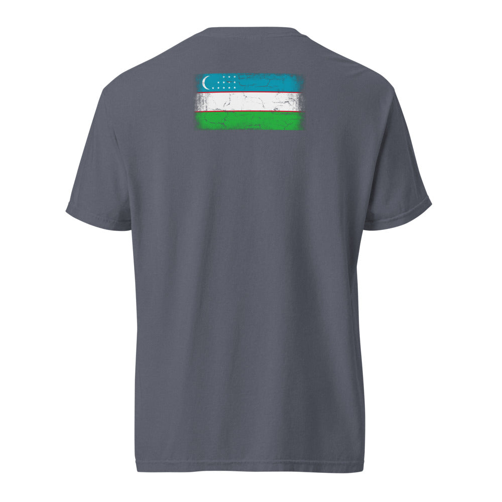 Uzbekistan Flag Tee — Back — Denim
