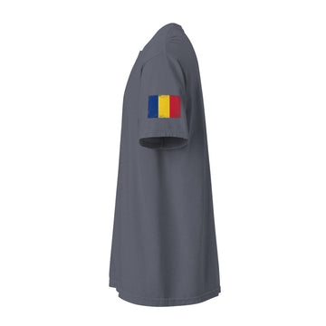 Romania Flag Tee | Sleeve Badge | Unisex | Heavyweight Cotton