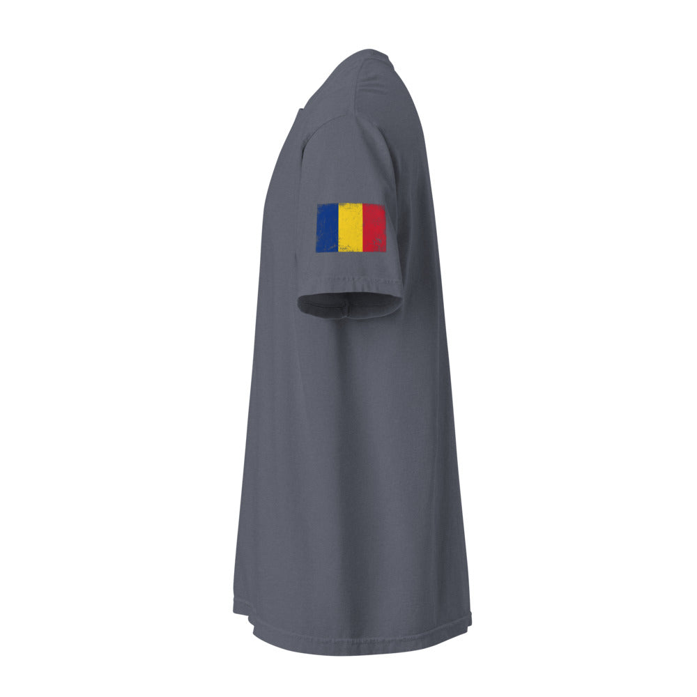 Romania Flag Tee — Sleeve — Denim