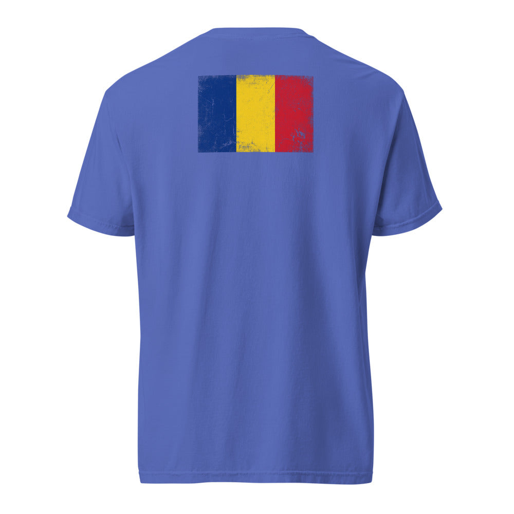 Romania Flag Tee — Back — Flo Blue