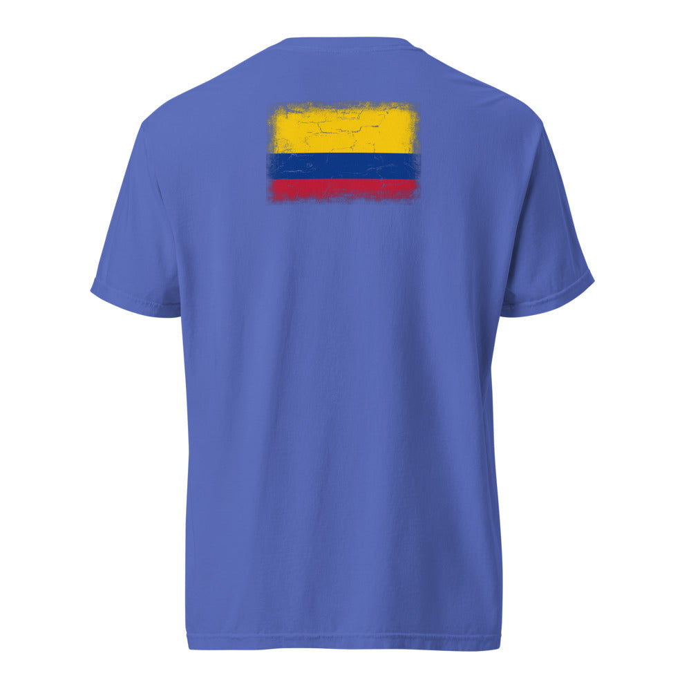 Colombia Flag Tee — Back — Flo Blue