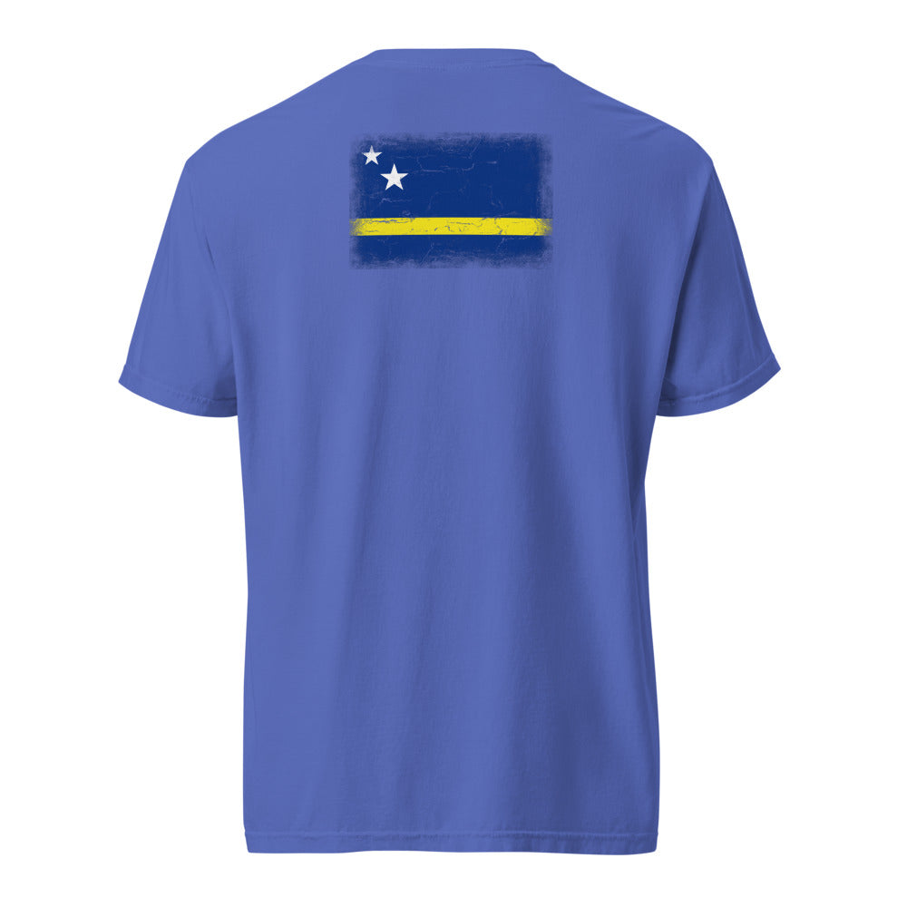 Curacao Flag Tee — Back — Flo Blue
