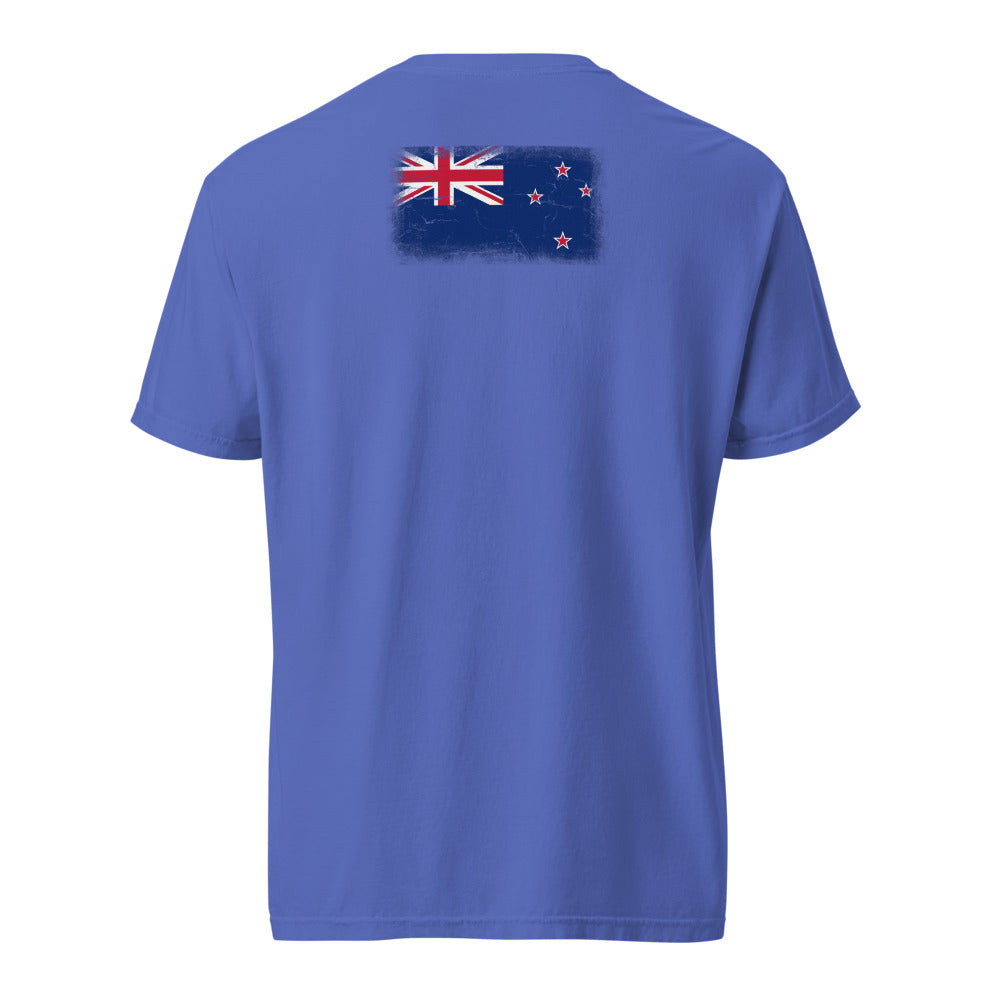 New Zealand Flag Tee — Back — Flo Blue