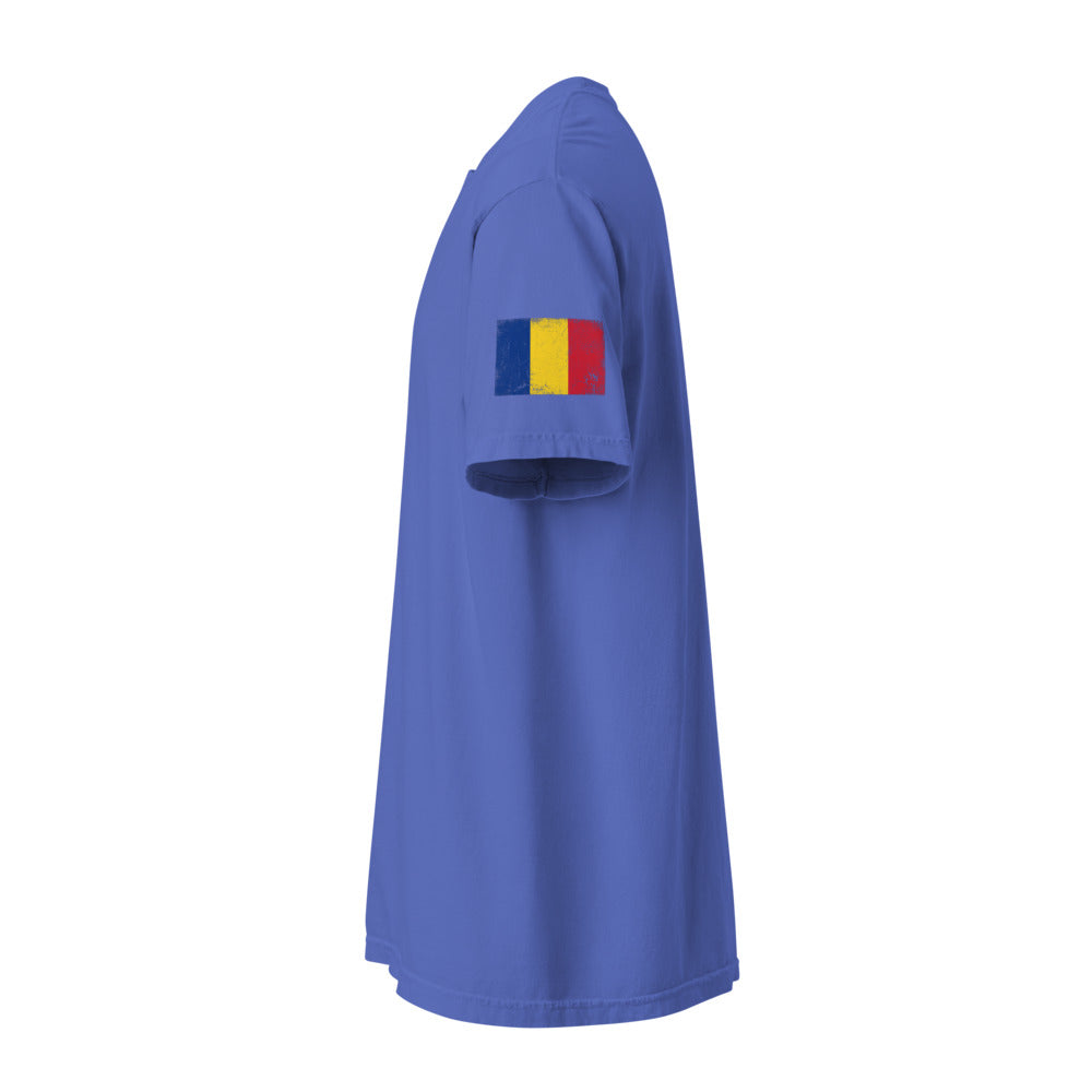 Romania Flag Tee — Sleeve — Flo Blue
