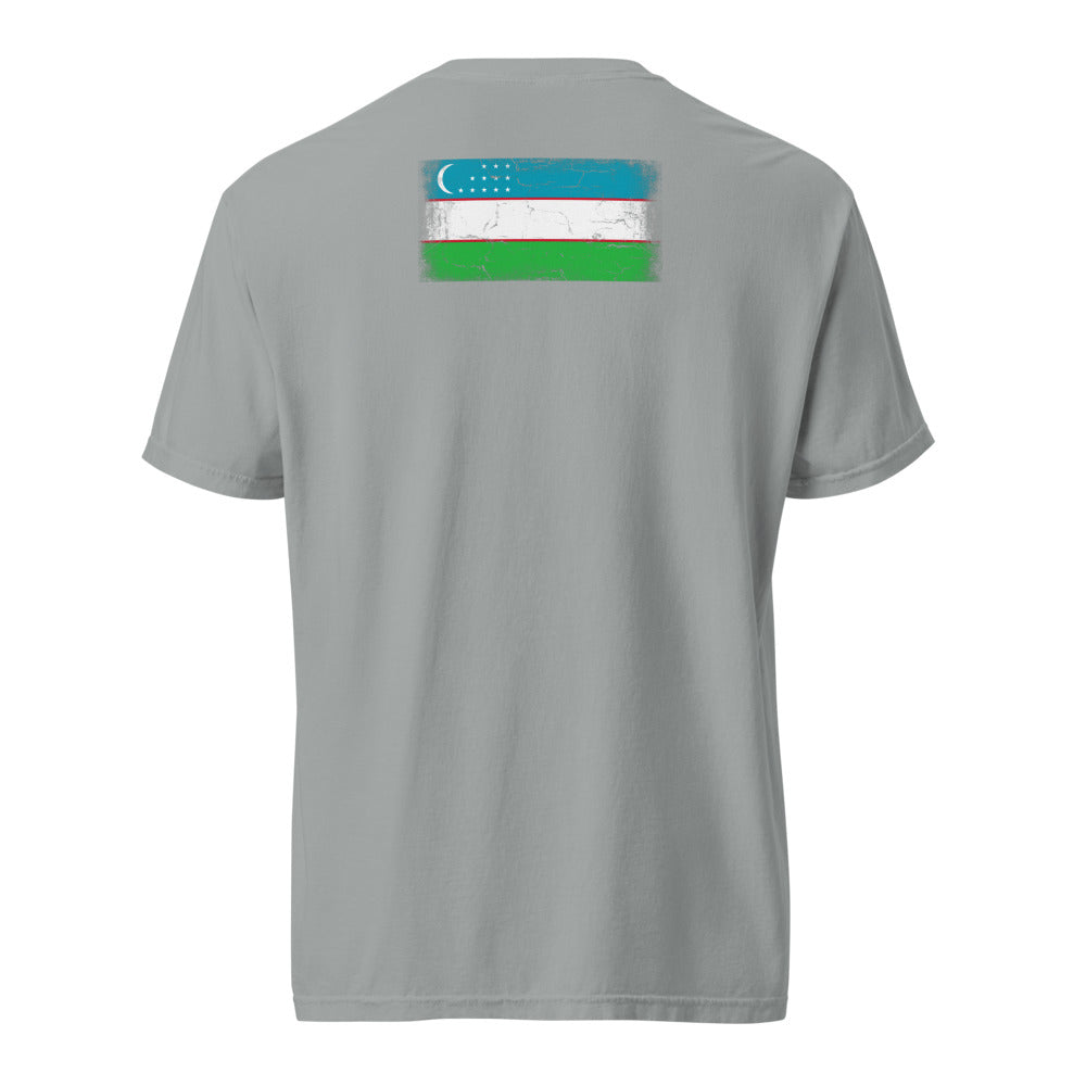 Uzbekistan Flag Tee — Back — Granite