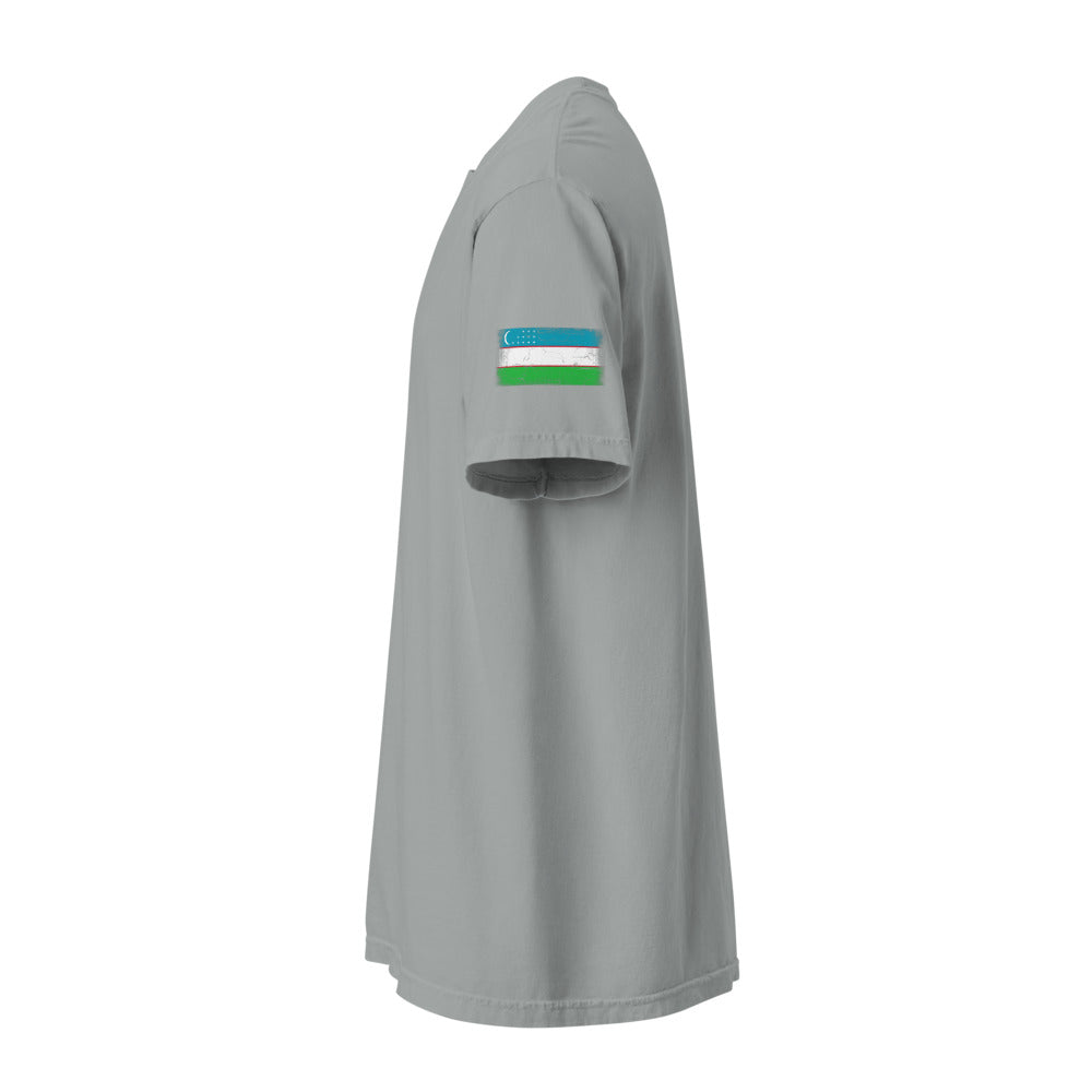 Uzbekistan Flag Tee — Sleeve — Granite