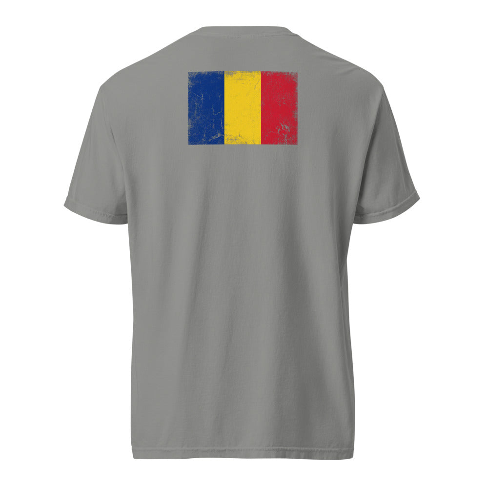 Romania Flag Tee — Back — Grey