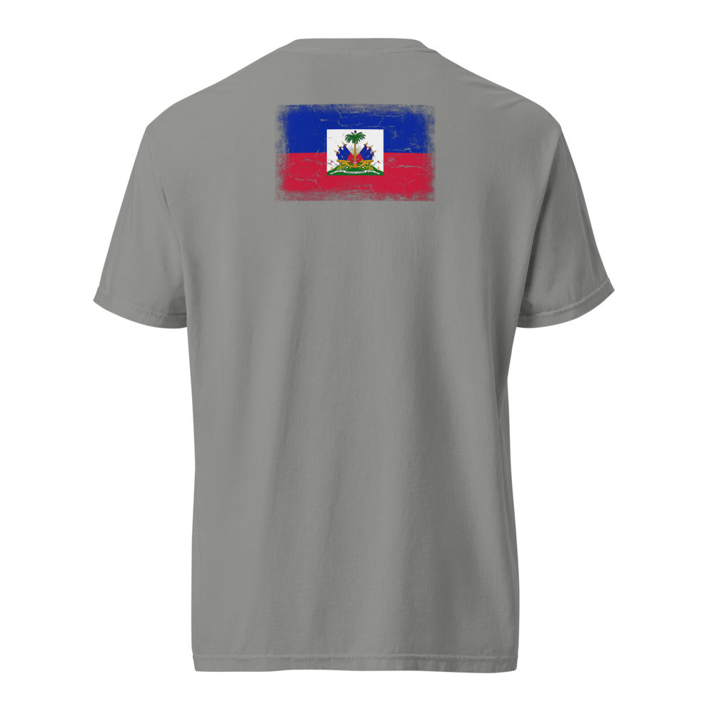 Haiti Flag Tee — Back — Grey