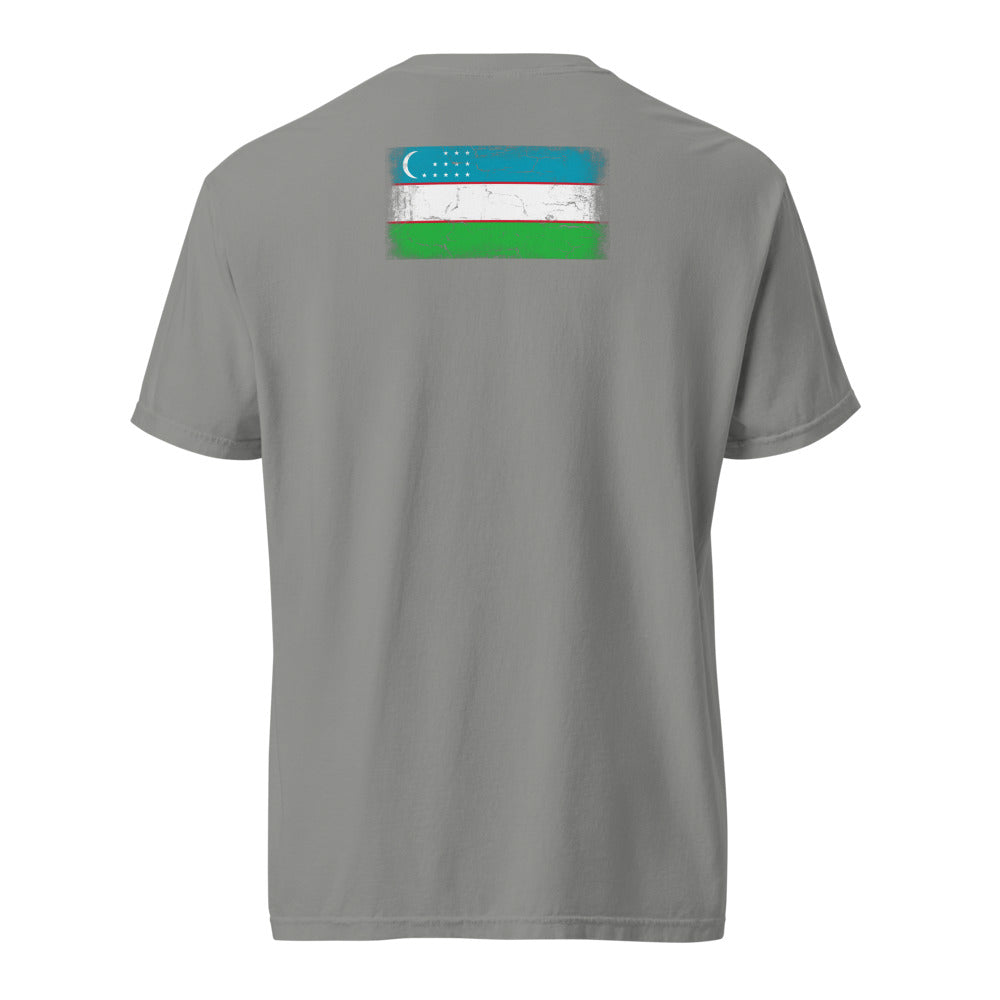 Uzbekistan Flag Tee — Back — Grey