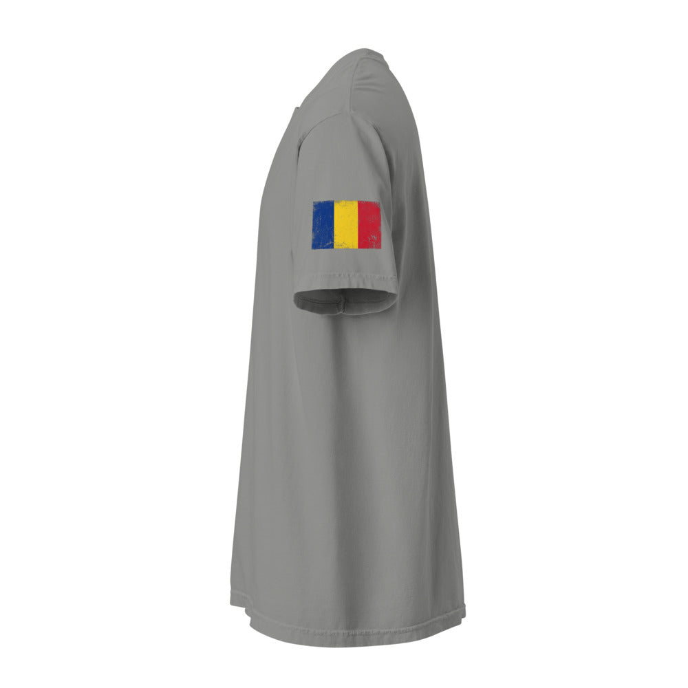 Romania Flag Tee — Sleeve — Grey