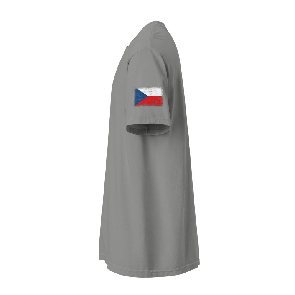 Czechia Flag Tee — Sleeve — Grey