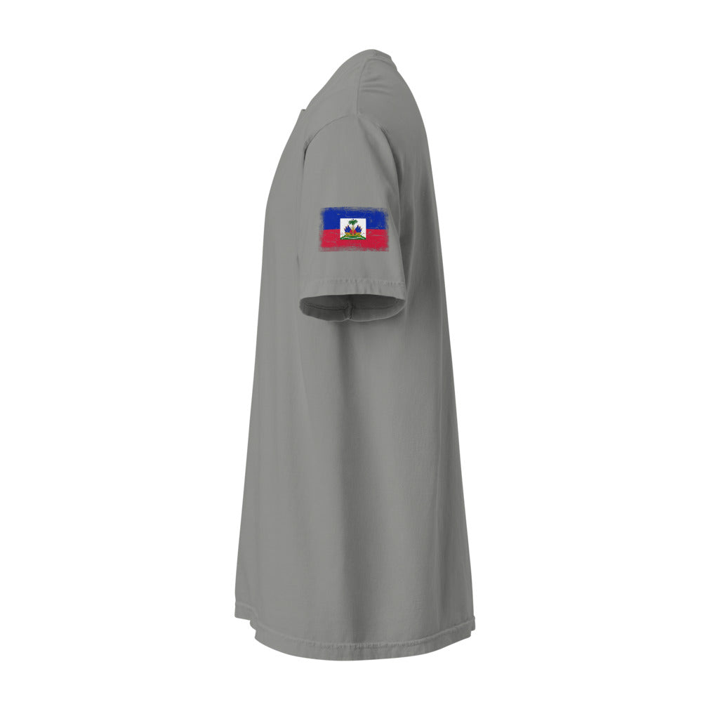 Haiti Flag Tee — Sleeve — Grey