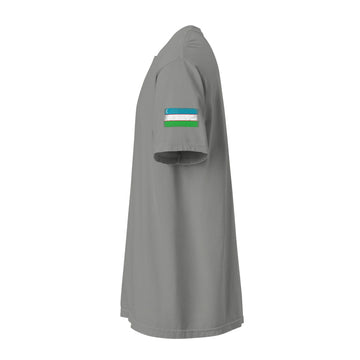 Uzbekistan Flag Tee | Sleeve Badge | Unisex | Heavyweight Cotton
