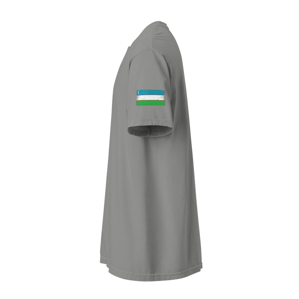 Uzbekistan Flag Tee — Sleeve — Grey