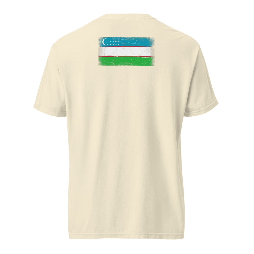 Uzbekistan Flag Tee — Back — Ivory