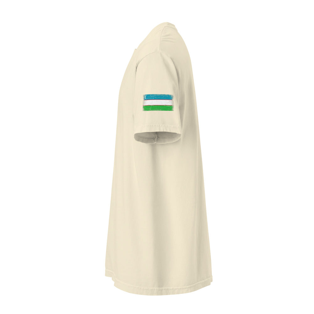 Uzbekistan Flag Tee — Sleeve — Ivory