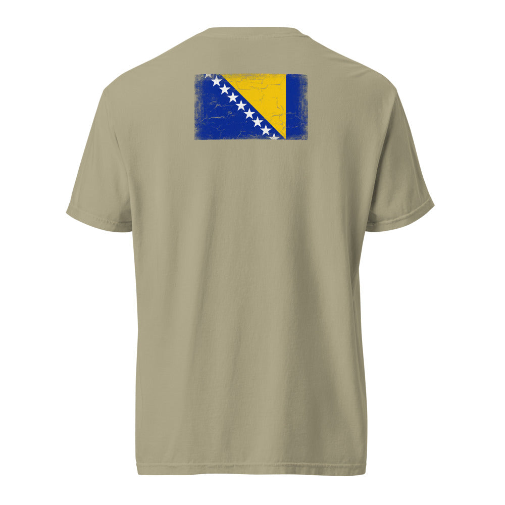 Bosnia and Herzegovina Flag Tee — Back — Khaki