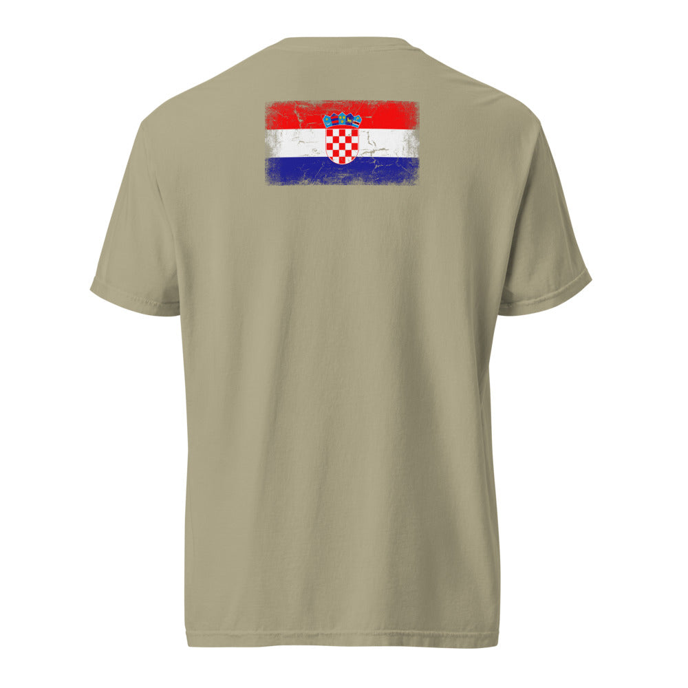 Croatia Flag Tee — Back — Khaki
