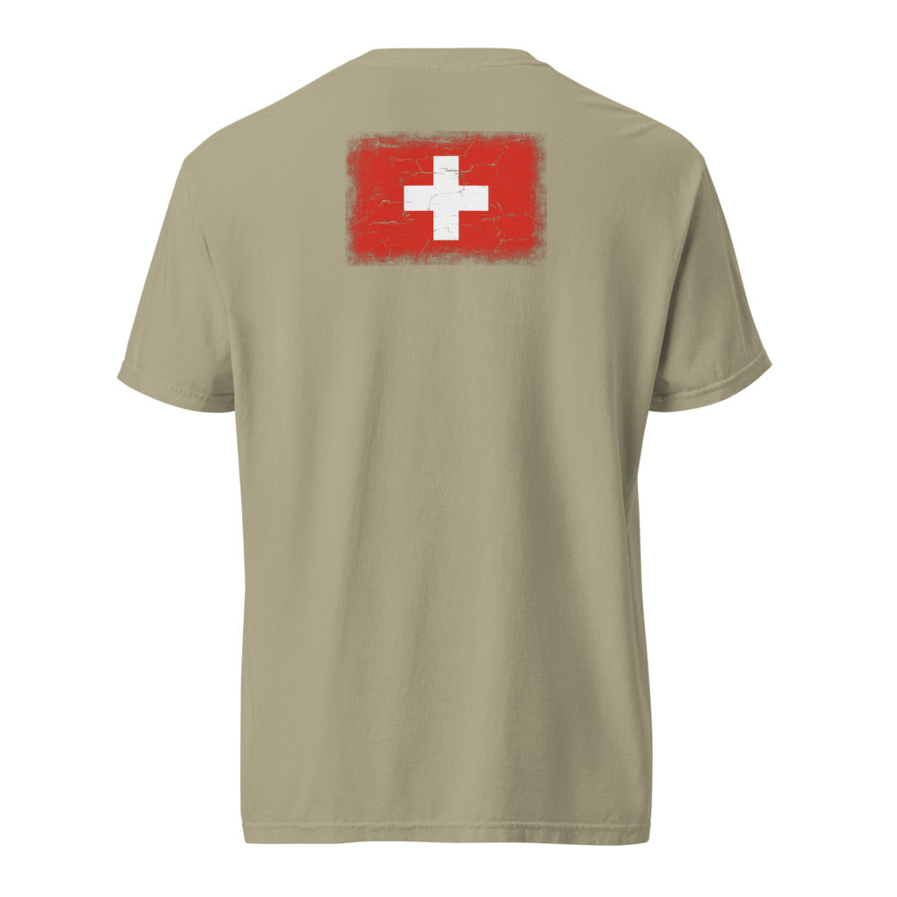 Switzerland Flag Tee — Back — Khaki