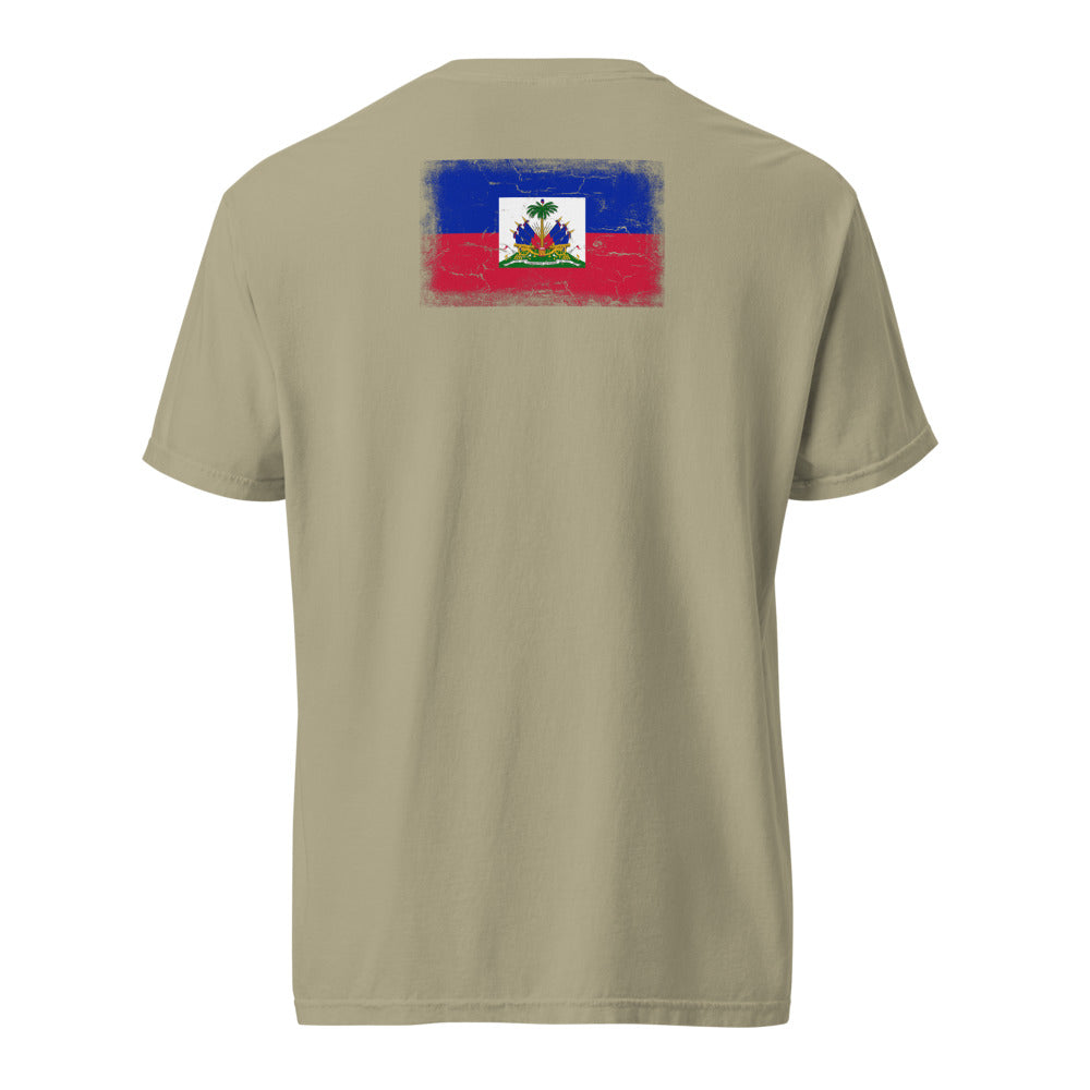 Haiti Flag Tee — Back — Khaki