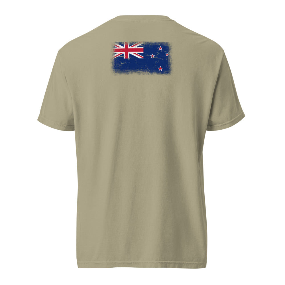 New Zealand Flag Tee — Back — Khaki