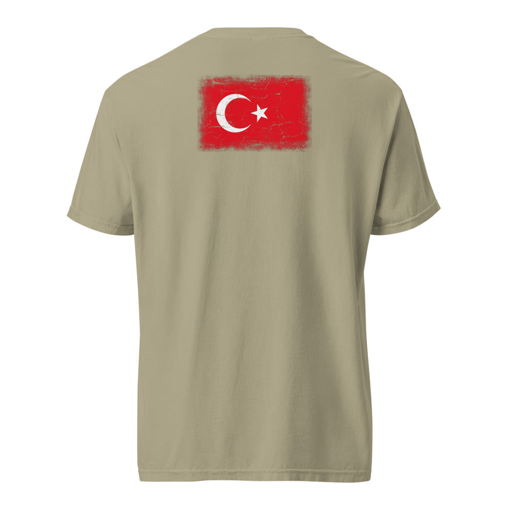 Türkiye Flag Tee — Back — Khaki