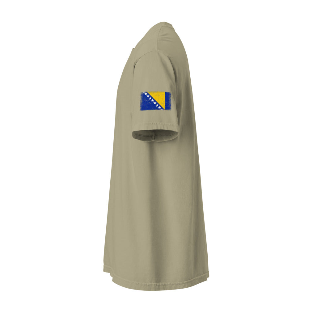 Bosnia and Herzegovina Flag Tee — Sleeve — Khaki