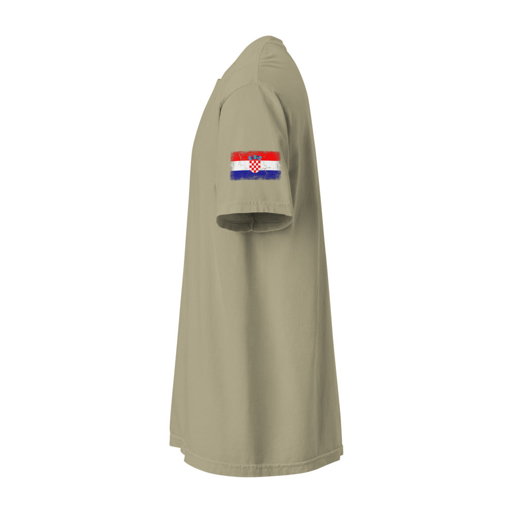 Croatia Flag Tee — Sleeve — Khaki