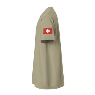 Switzerland Flag Tee | Sleeve Badge | Unisex | Heavyweight Cotton