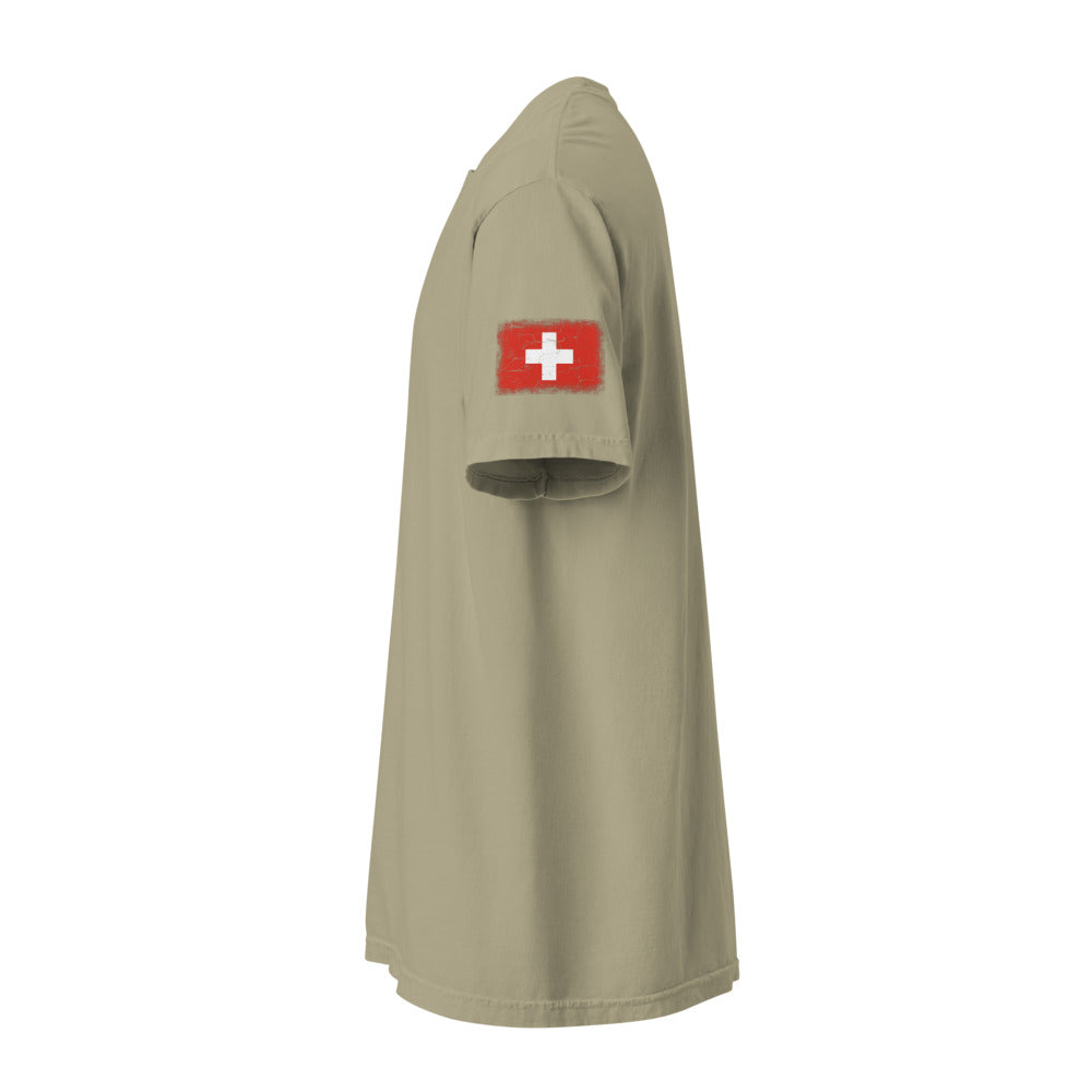 Switzerland Flag Tee — Sleeve — Khaki