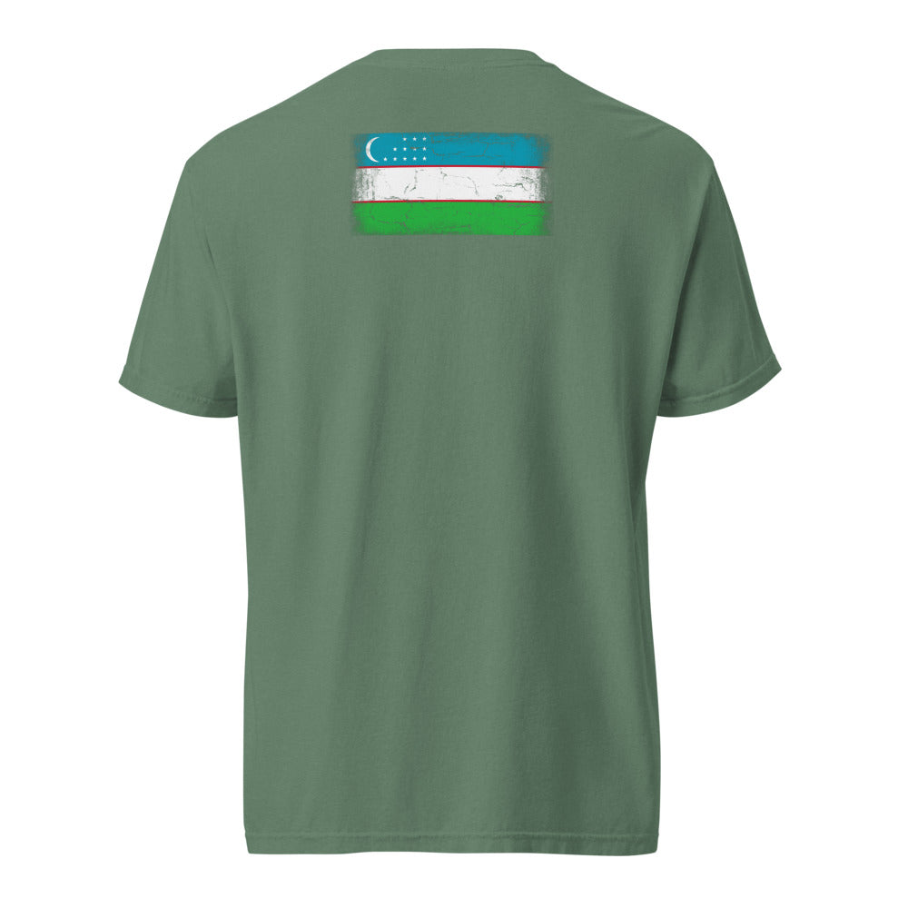 Uzbekistan Flag Tee — Back — Light Green