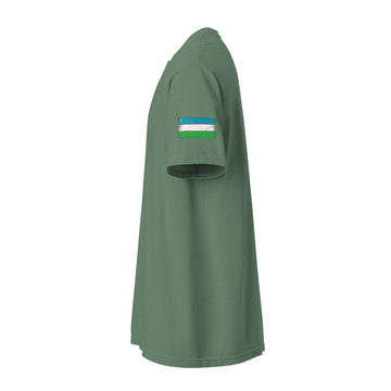Uzbekistan Flag Tee | Sleeve Badge | Unisex | Heavyweight Cotton