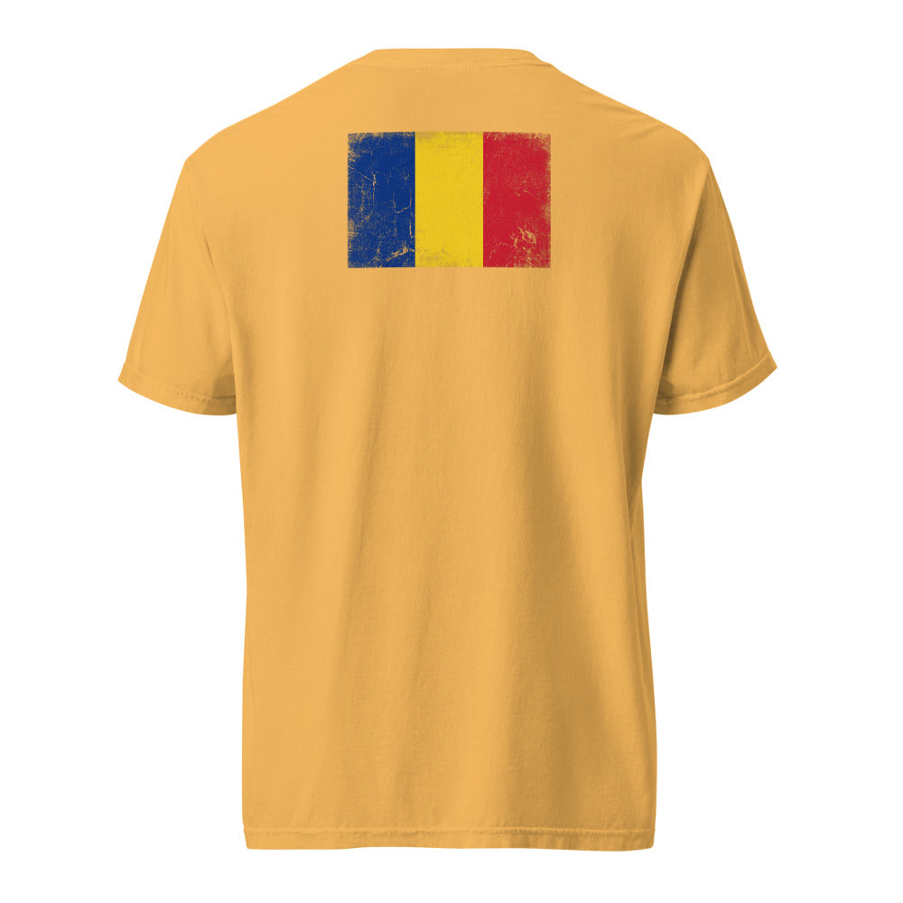 Romania Flag Tee — Back — Mustard