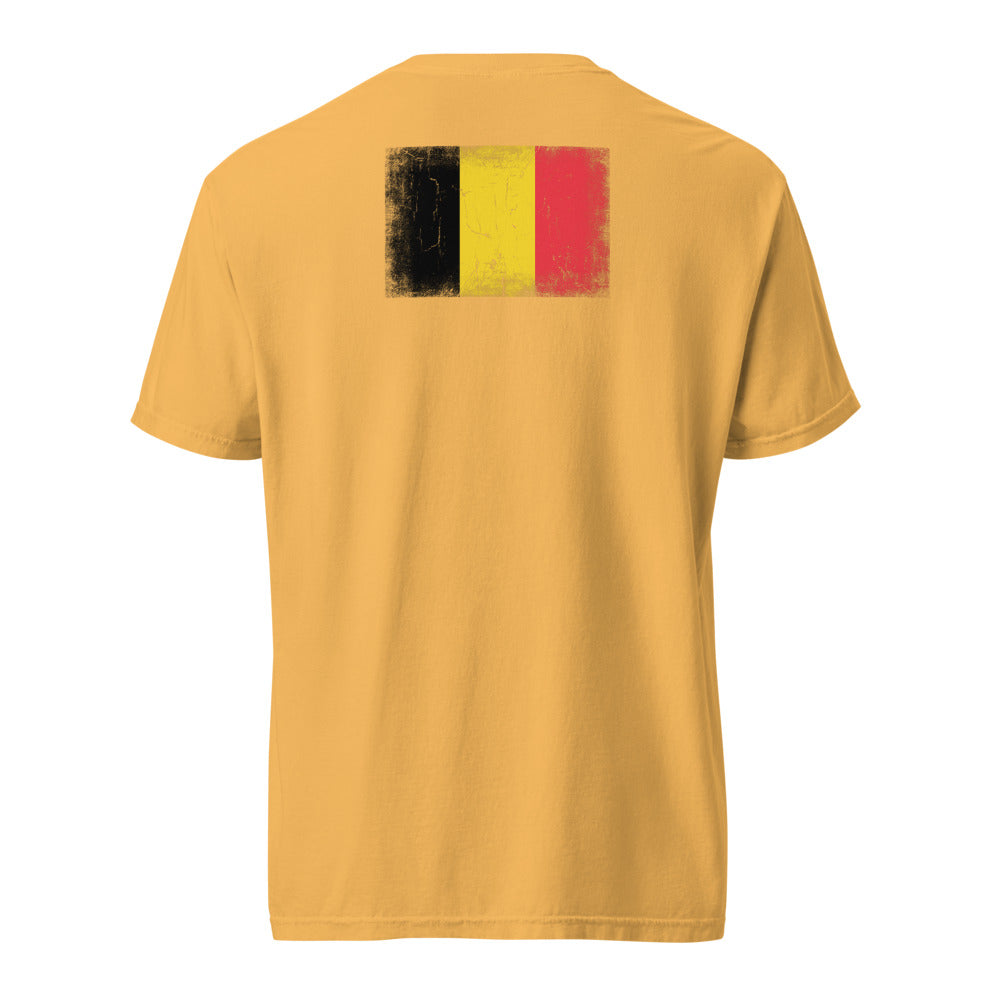 Belgium Flag Tee — Back — Mustard