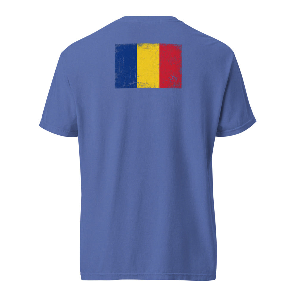 Romania Flag Tee — Back — Mystic Blue