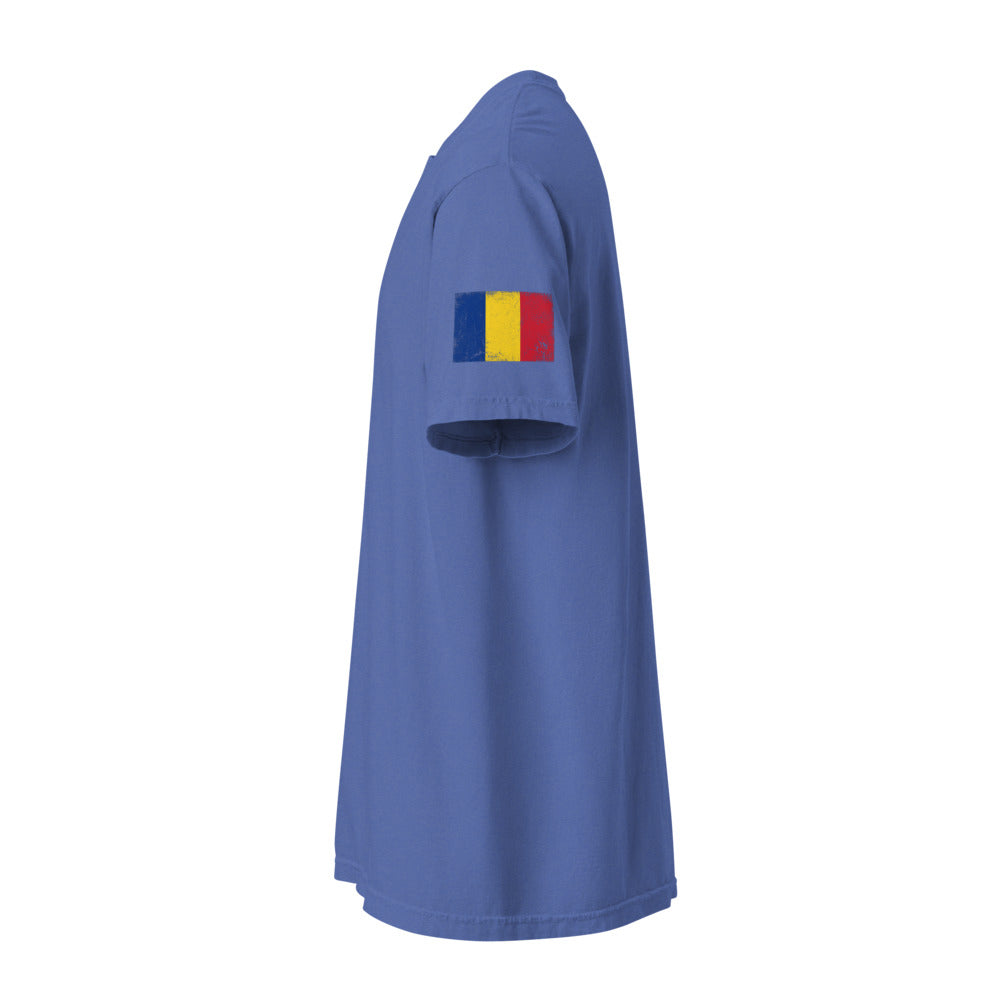 Romania Flag Tee — Sleeve — Mystic Blue