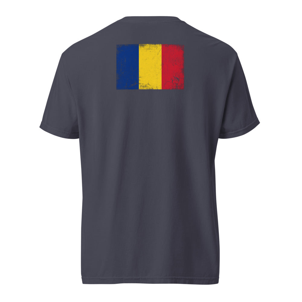 Romania Flag Tee — Back — Navy